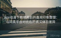 age动漫下载使用后的直观印象整理：与同类平台对比后的真实体验差异