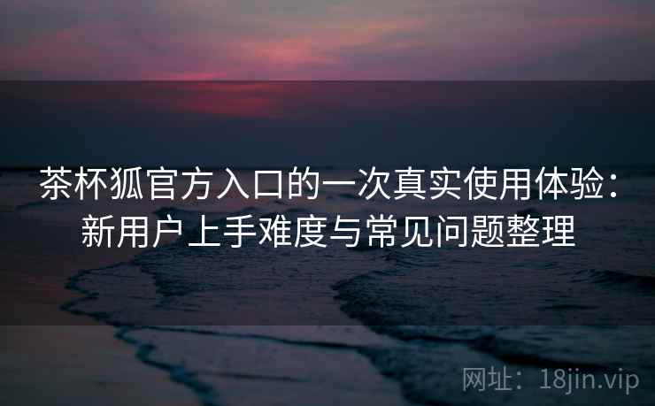 茶杯狐官方入口的一次真实使用体验：新用户上手难度与常见问题整理  第1张